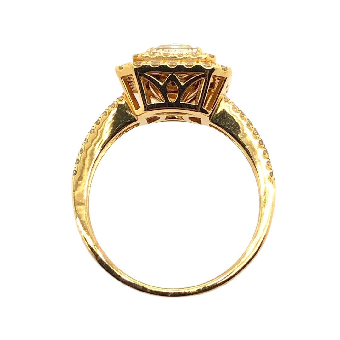 Modern Paris Craft House 1.12 Carat Yellow Diamond Ring in 18 Karat Yellow Gold For Sale