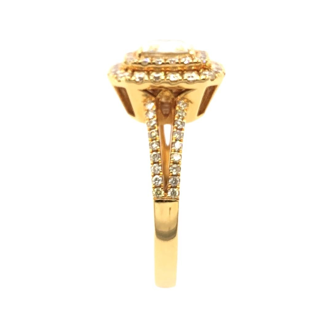 Cushion Cut Paris Craft House 1.12 Carat Yellow Diamond Ring in 18 Karat Yellow Gold For Sale