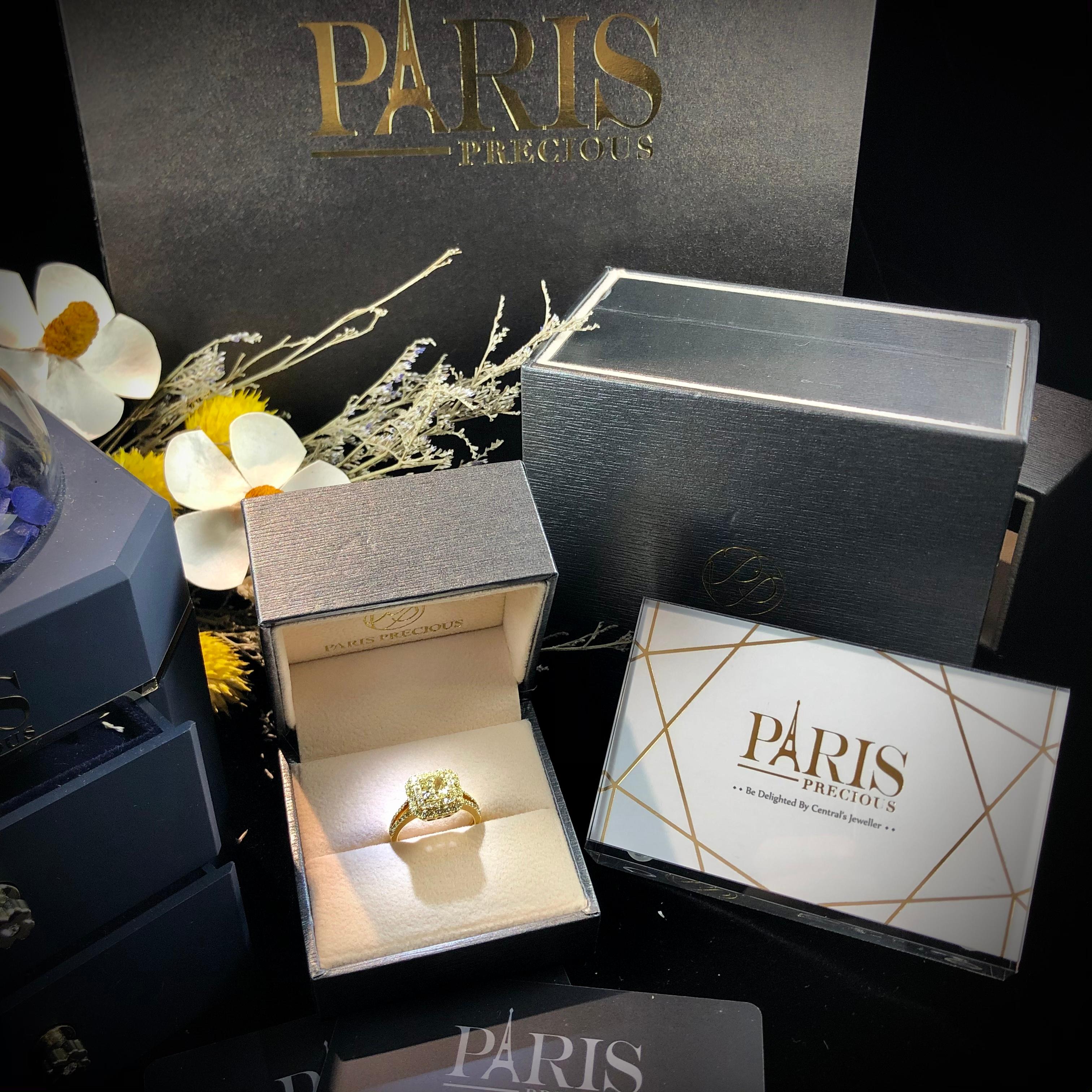 Paris Craft House 1.12 Carat Yellow Diamond Ring in 18 Karat Yellow Gold For Sale 1
