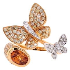 Paris Craft House 1.13 Carat Citrine Diamond Butterfly Ring in 18 Karat Gold