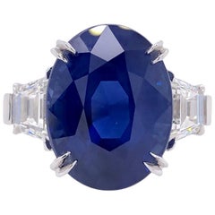 Paris Craft House 11.30 Carat GRS Cornflower Blue Sapphire Diamond Ring