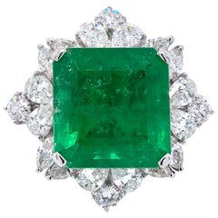 Paris Craft House 12.02 Carat GRS Certified Emerald Diamond Ring in 18K Gold