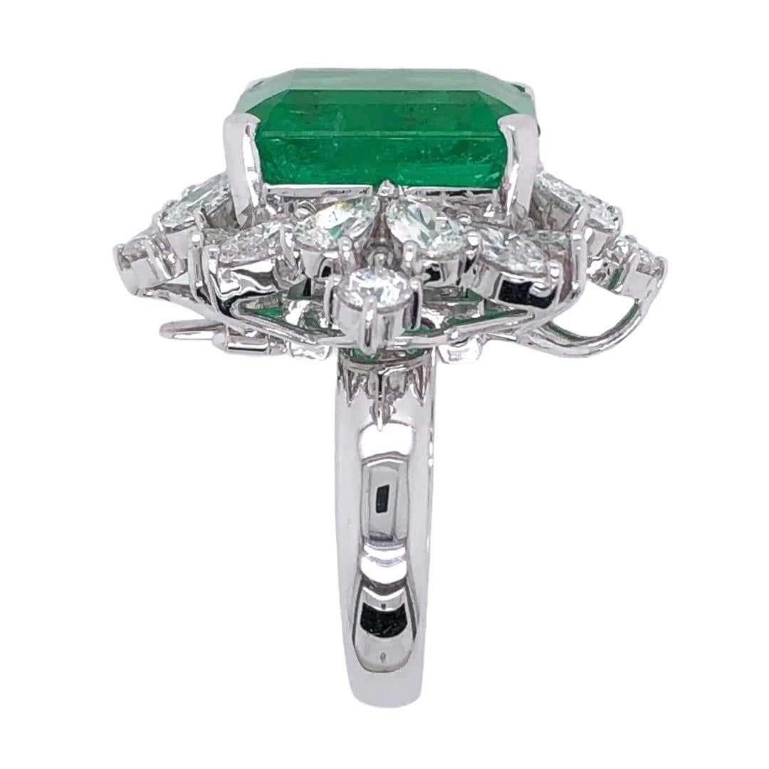 Square Cut Paris Craft House 12.02 Carat GRS Certified Emerald Diamond Ring in 18K Gold For Sale