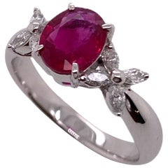 Paris Craft House 1.21 Carat Burma Vivid Red Ruby Diamond Ring in Platinum