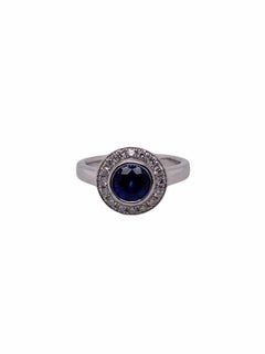 Paris Craft House 1.26ct Royal Blue Sapphire Diamond Milgrain Ring in Platinum