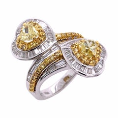 Paris Craft House 1.41ct GIA Yellow Diamond Ring in 18 Karat White/Yellow Gold