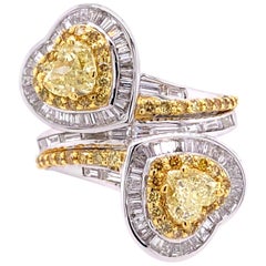 Paris Craft House 1.41ct GIA Yellow Diamond Ring in 18 Karat White/Yellow Gold