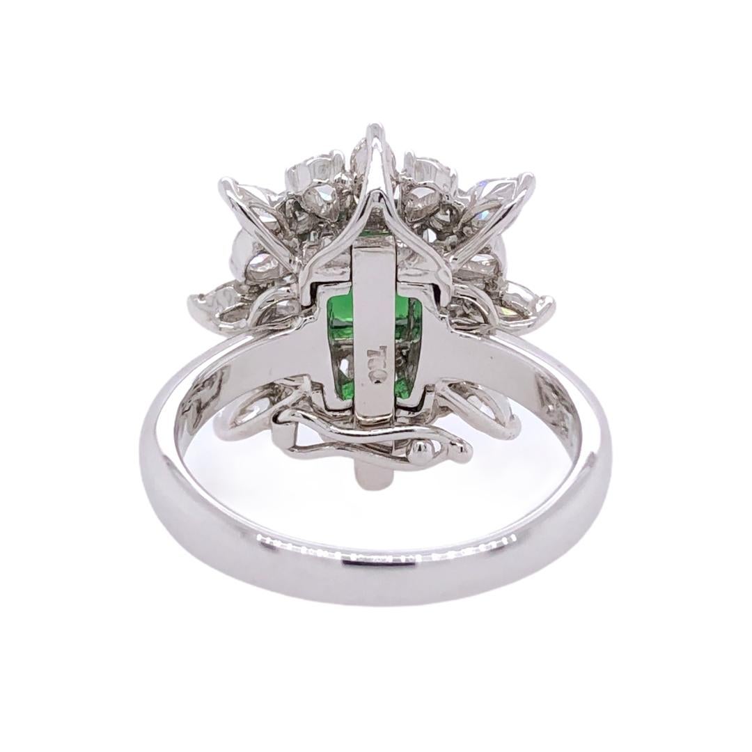 Paris Craft House 1.56 Carat Tsavorite Diamond Ring in 18 Karat White Gold In New Condition For Sale In Hong Kong, HK