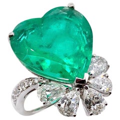Paris Craft House 16.36 Carat GRS Emerald Diamond Cocktail Ring in 18 Karat Gold