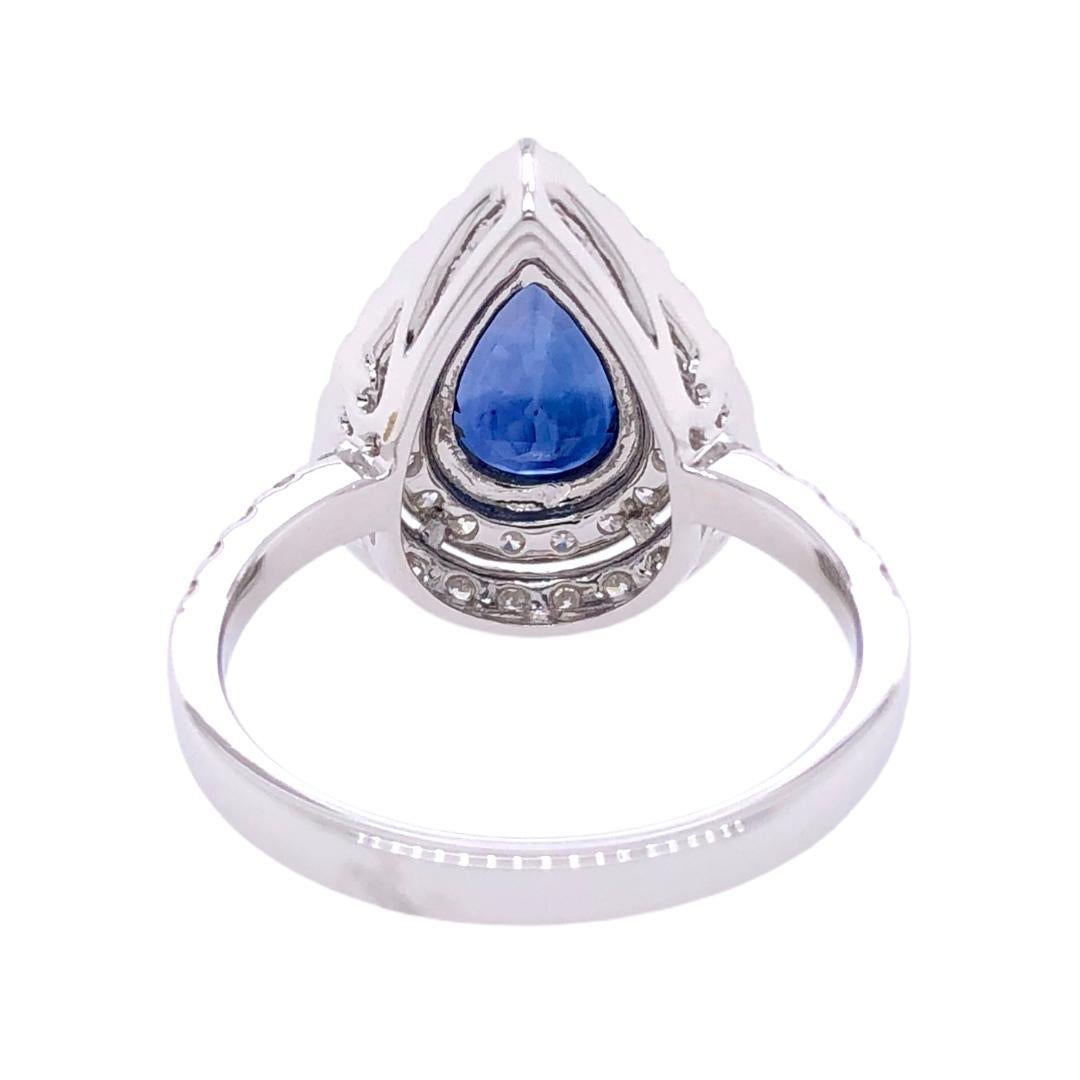 Paris Craft House 1.85 Carat Blue Sapphire Diamond Cocktail Ring in 18K Gold In New Condition For Sale In Hong Kong, HK