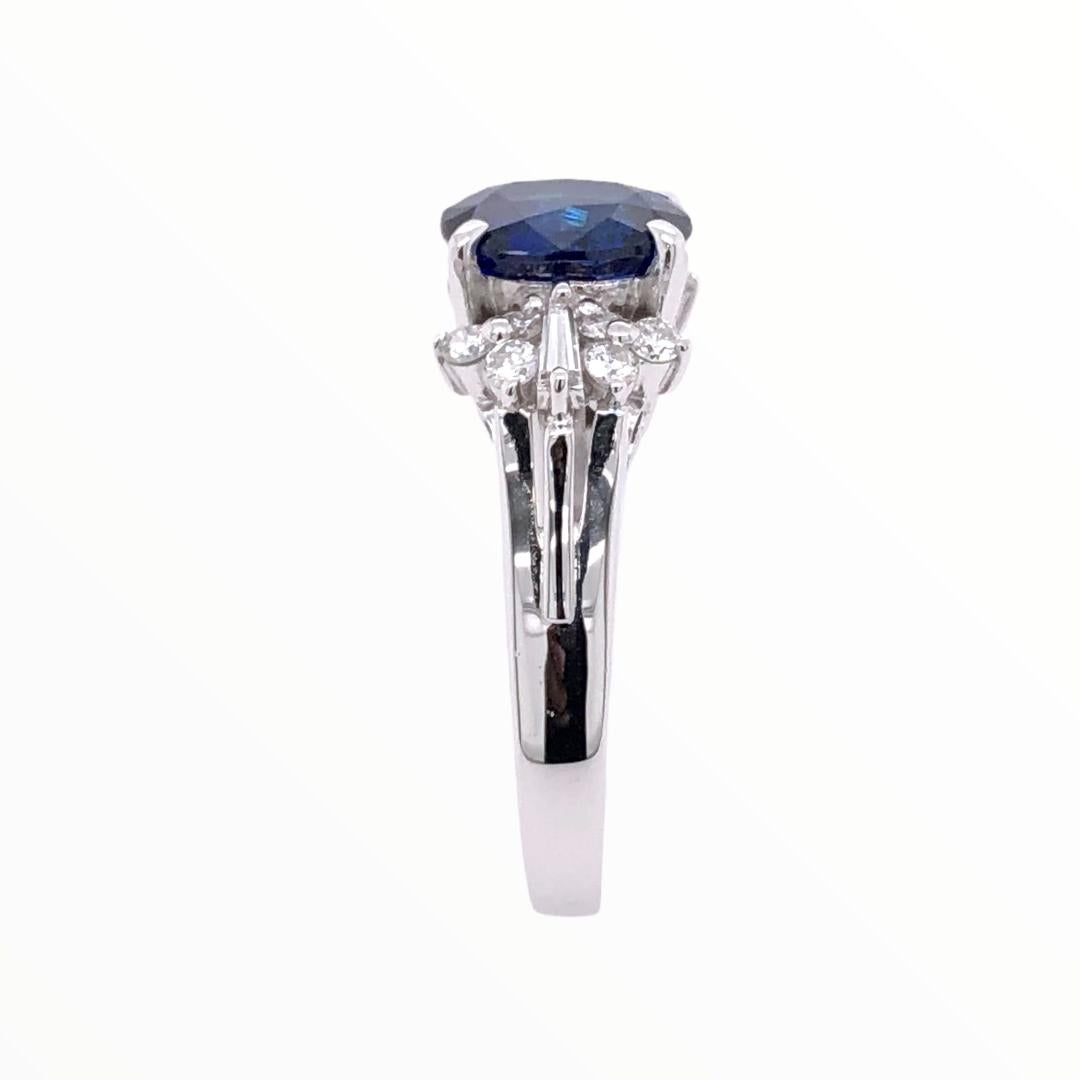 Modern Paris Craft House 2.13 Carat Blue Sapphire Diamond Cocktail Ring in Platinum For Sale