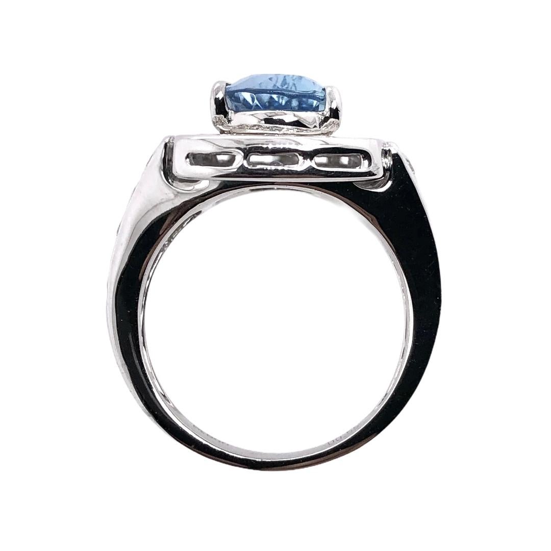 Pear Cut Paris Craft House 2.16 Carat Aquamarine Diamond Ring in Platinum For Sale