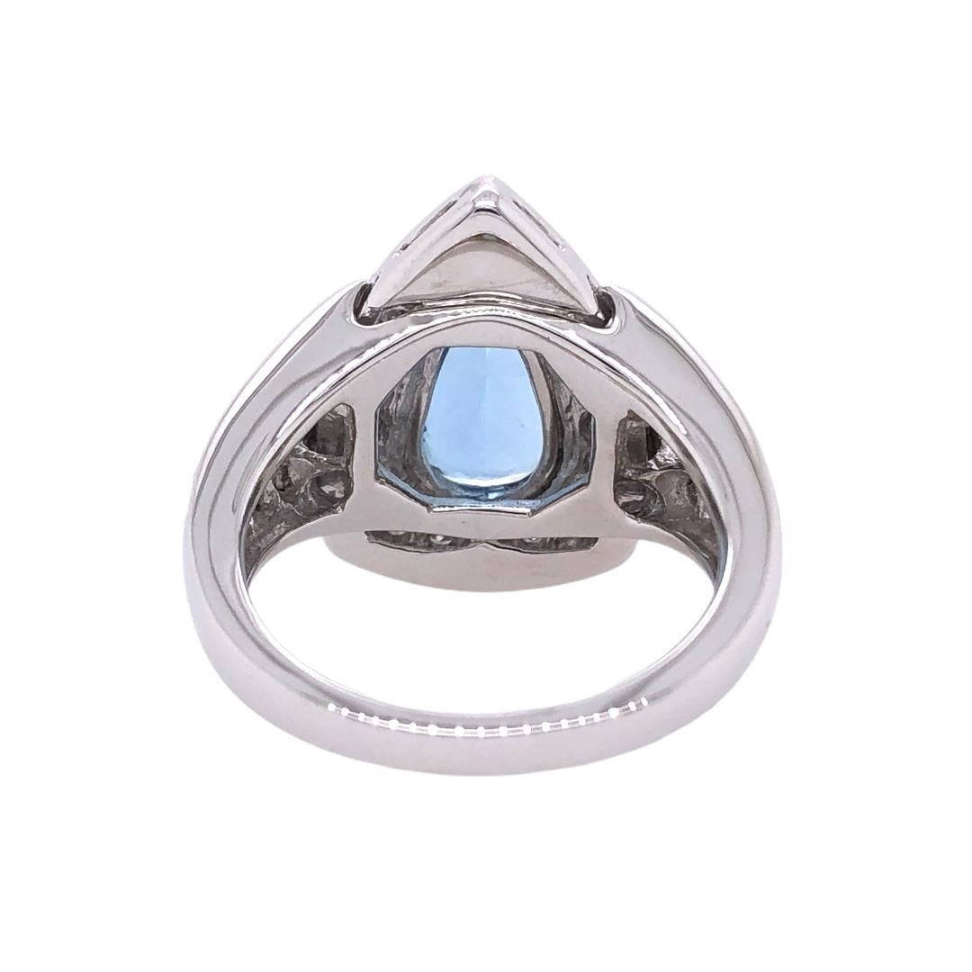Paris Craft House 2.16 Carat Aquamarine Diamond Ring in Platinum In New Condition For Sale In Hong Kong, HK