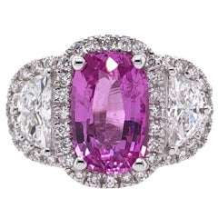 Paris Craft House 2.85ct Pink Sapphire Diamond Ring in 18 Karat White Gold