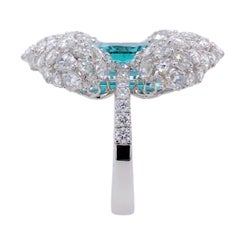 Paris Craft House 2.92 Carat Indicolite Tourmaline Diamond Ring in 18 Karat Gold