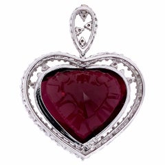 Paris Craft House 35.21 Carat Rubellite Diamond Heart Pendant in 18 Karat Gold