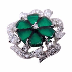 Paris Craft House 3.69ct Rough-Cut Emerald Diamond Stud Earrings in White Gold