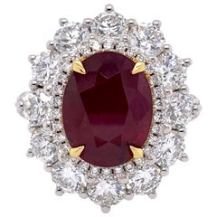Paris Craft House 4.18 Carat GRS Mozambique Ruby Diamond Ring in Platinum