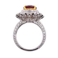 Paris Craft House 4.18 Carat GRS Mozambique Ruby Diamond Ring in Platinum