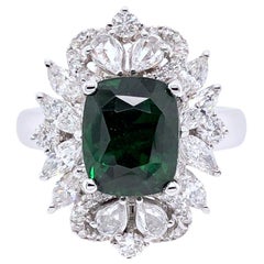 Paris Craft House 4.21 Carat Tsavorite Diamond Ring or Pendant in 18 Karat Gold Paris Craft House 4.21 Carat Tsavorite Diamond Ring or Pendant in 18 Karat Gold