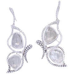 Paris Craft House 4.29 Carat Diamond Butterfly Earrings in 18 Karat White Gold