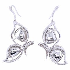 Paris Craft House 4.29 Carat Diamond Butterfly Earrings in 18 Karat White Gold