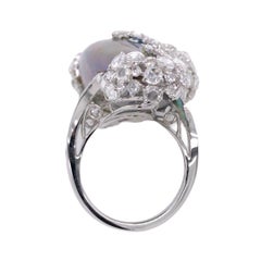 Paris Craft House 49.68 Carat GIA Abalone Pearl Diamond Ring in 18 Karat Gold