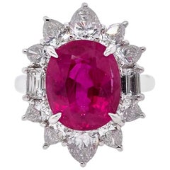 Paris Craft House 4.97 Carat GIA Burma Ruby Diamond Ring in Platinum