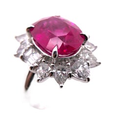 Paris Craft House 4.97 Carat GIA Burma Ruby Diamond Ring in Platinum