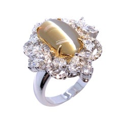 Paris Craft House 6.05 Carat Cat's Eye Diamond Cocktail Ring in 18 Karat Gold