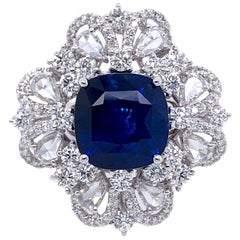 Paris Craft House 6.40 Carat Sapphire Diamond Ring/Pendant in 18 Karat Gold