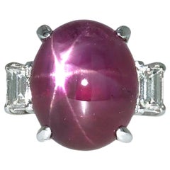 Paris Craft House 8.07 Carat GRS Unheated Cabochon Star Sapphire Diamond Ring