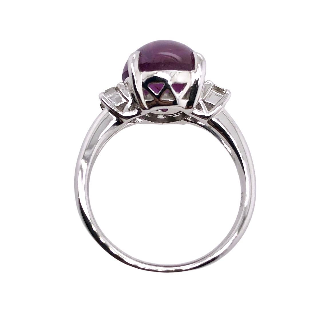 Modern Paris Craft House 8.07 Carat GRS Unheated Cabochon Star Sapphire Diamond Ring For Sale