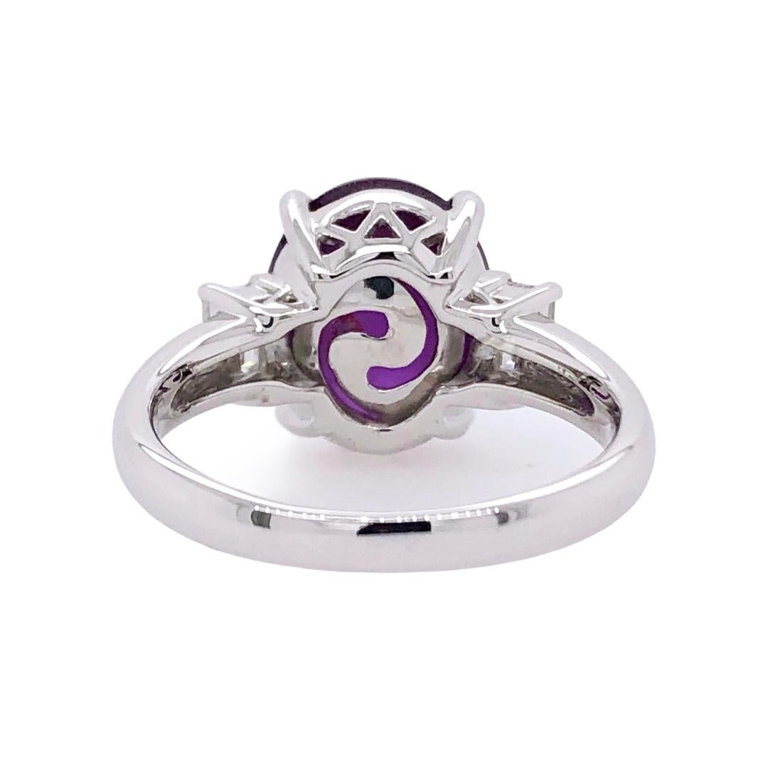 Women's Paris Craft House 8.07 Carat GRS Unheated Cabochon Star Sapphire Diamond Ring For Sale