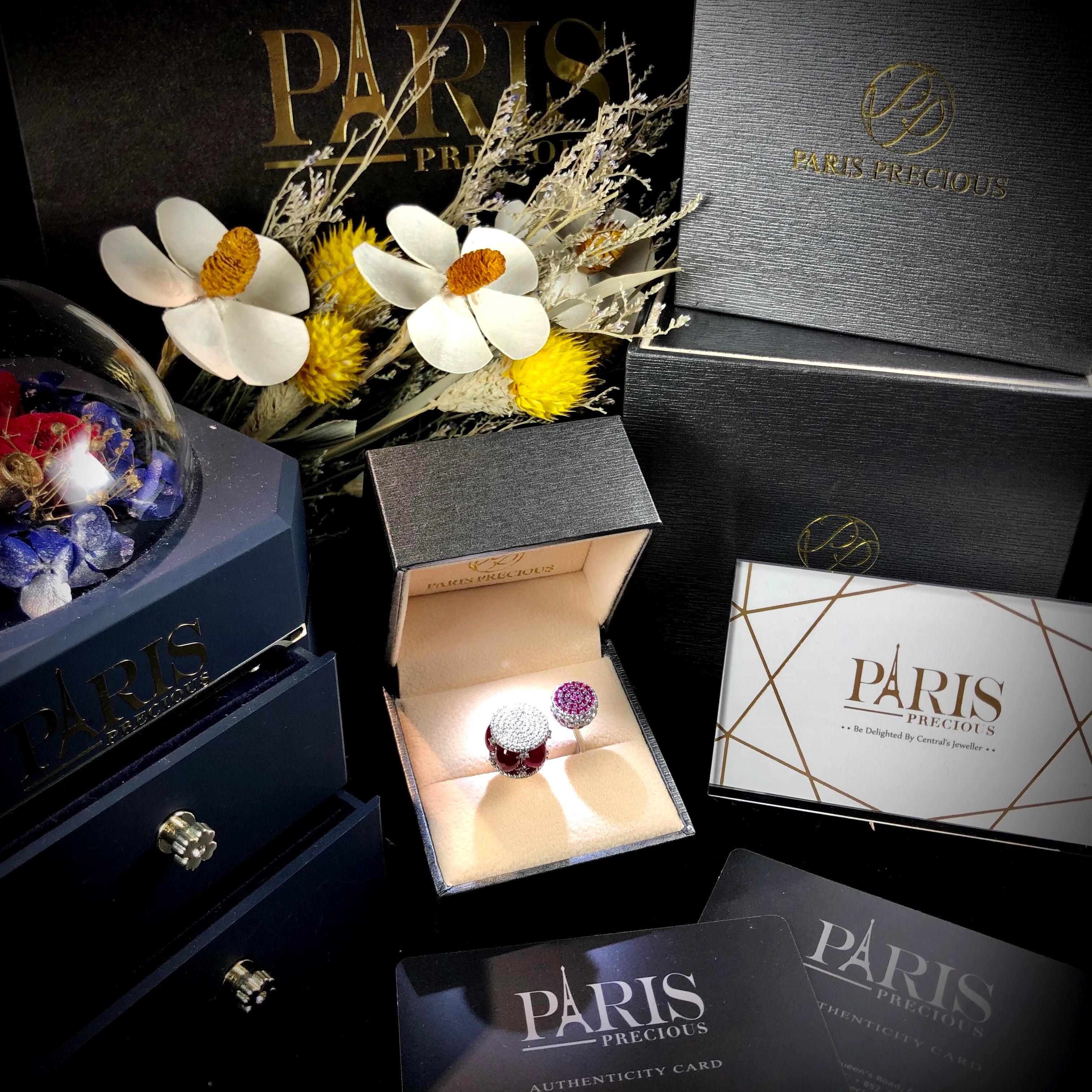 Paris Craft House 9.33 Carat Cabochon Ruby Diamond Ring in 18 Karat White Gold For Sale 4