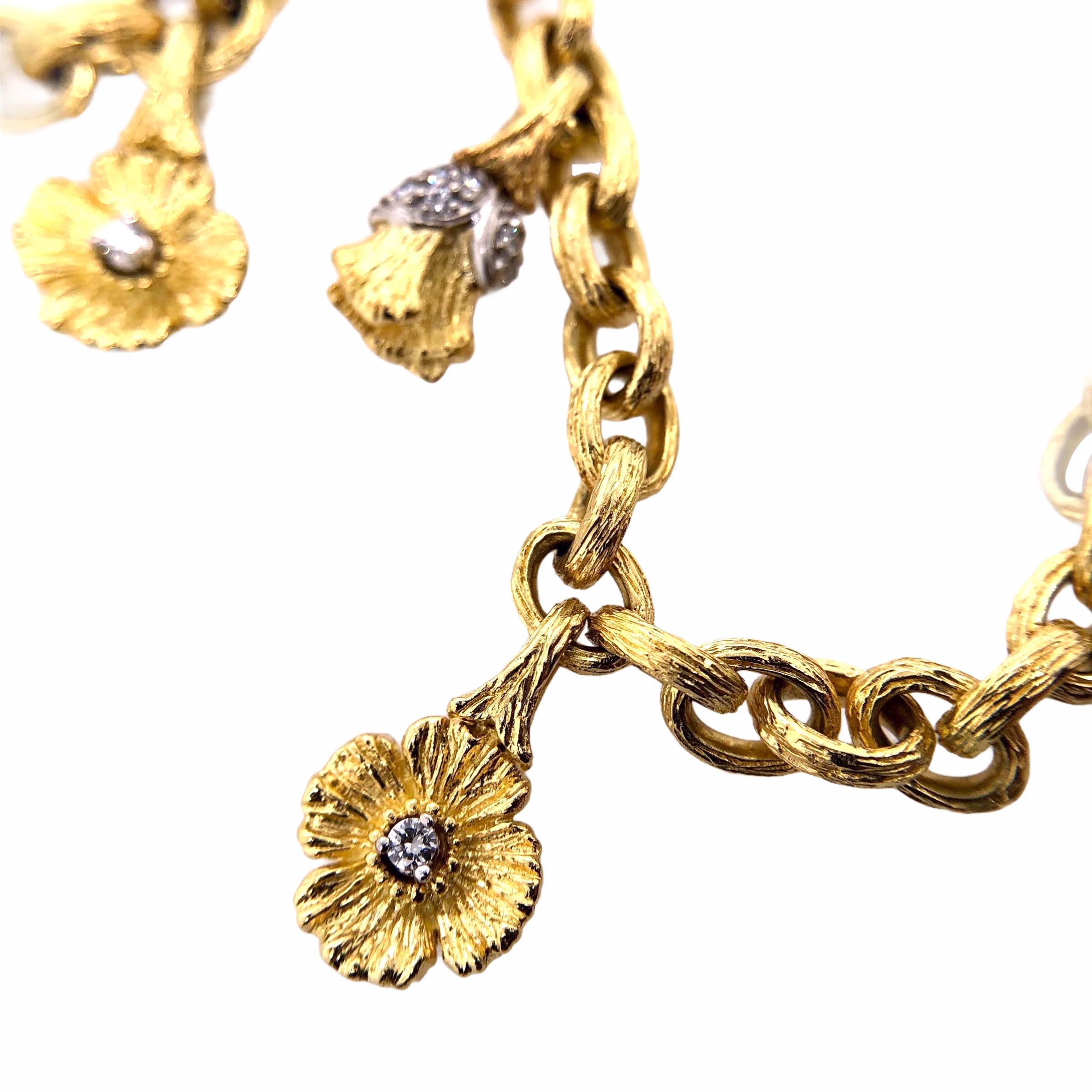 Classical Greek Paris Craft House Antique Diamond Bracelet in 18 Karat Yellow Gold For Sale