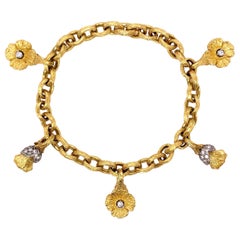 Paris Craft House Antique Diamond Bracelet in 18 Karat Yellow Gold