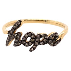 Paris Craft House Black Diamond Hope Ring in 14 Karat Yellow Gold