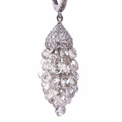 Paris Craft House Briolette Diamond Chandelier Earrings in 18 Karat White Gold