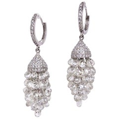 Paris Craft House Briolette Diamond Chandelier Earrings in 18 Karat White Gold
