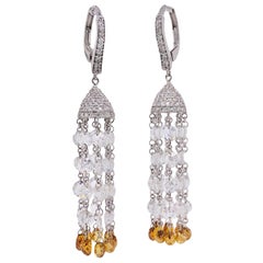 Paris Craft House Briolette Diamond Earrings in 18 Karat White Gold