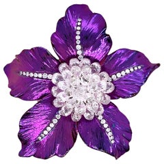 Paris Craft House Briolette Diamond Flower Ring in Titanium