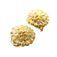 Paris Craft House Briolette Yellow Diamond Stud Earrings in 18 Karat Yellow Gold