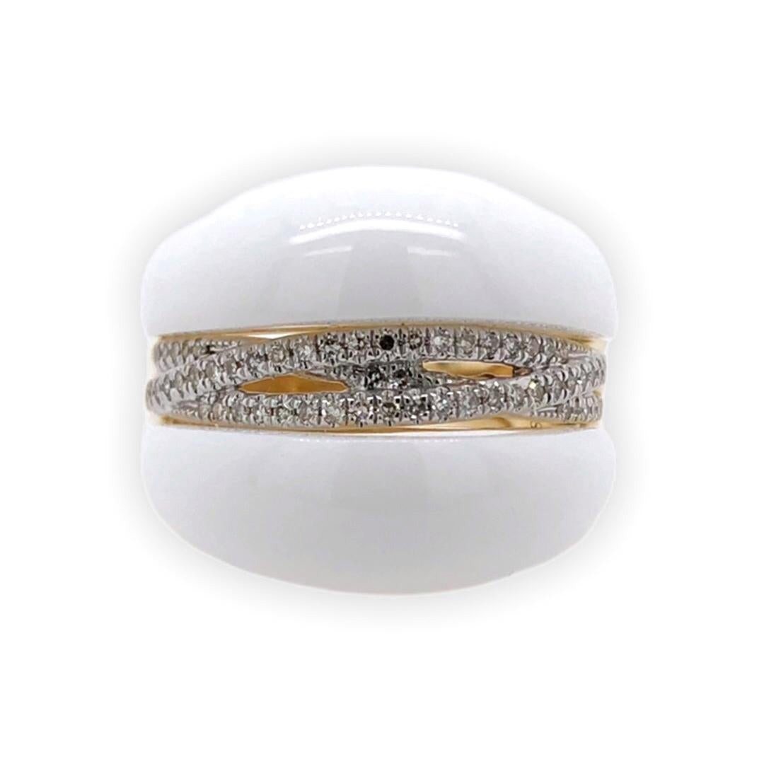 PARIS Craft House Ceramic Diamond Ring.

- 2 Ceramics/15.57g
- 54 Round Diamonds/0.19ct
- 14K Yellow Gold/5.22g

Designed and crafted at PARIS Craft House.