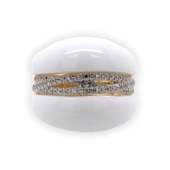 Paris Craft House Ceramic Diamond Ring in 14 Karat Yellow Gold