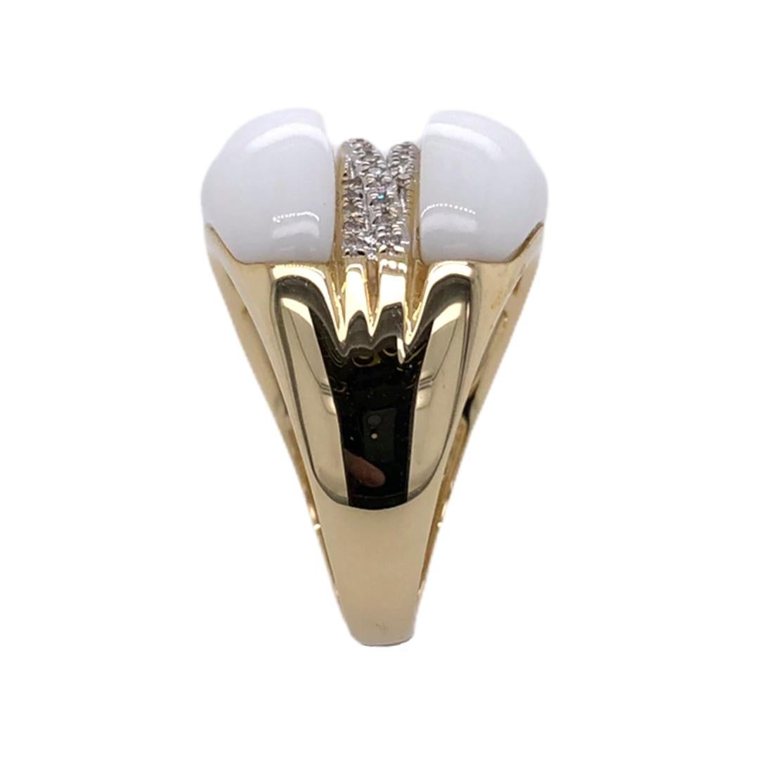 Modern Paris Craft House Ceramic Diamond Ring in 14 Karat Yellow Gold For Sale