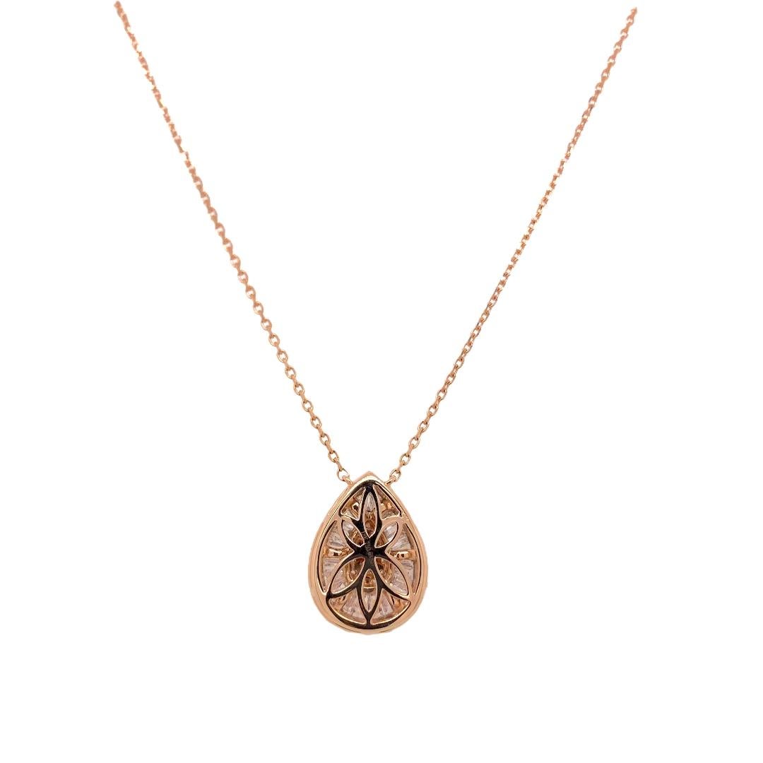 PARIS Craft House Diamond Cluster Pendant. Featured in the article is this elegant tear drop diamond pendant crafted in 18 Karat Rose Gold with combination of 37 Round Diamonds, 23 Tappered Diamonds and 2 Baguette Diamonds, set exceptionally in