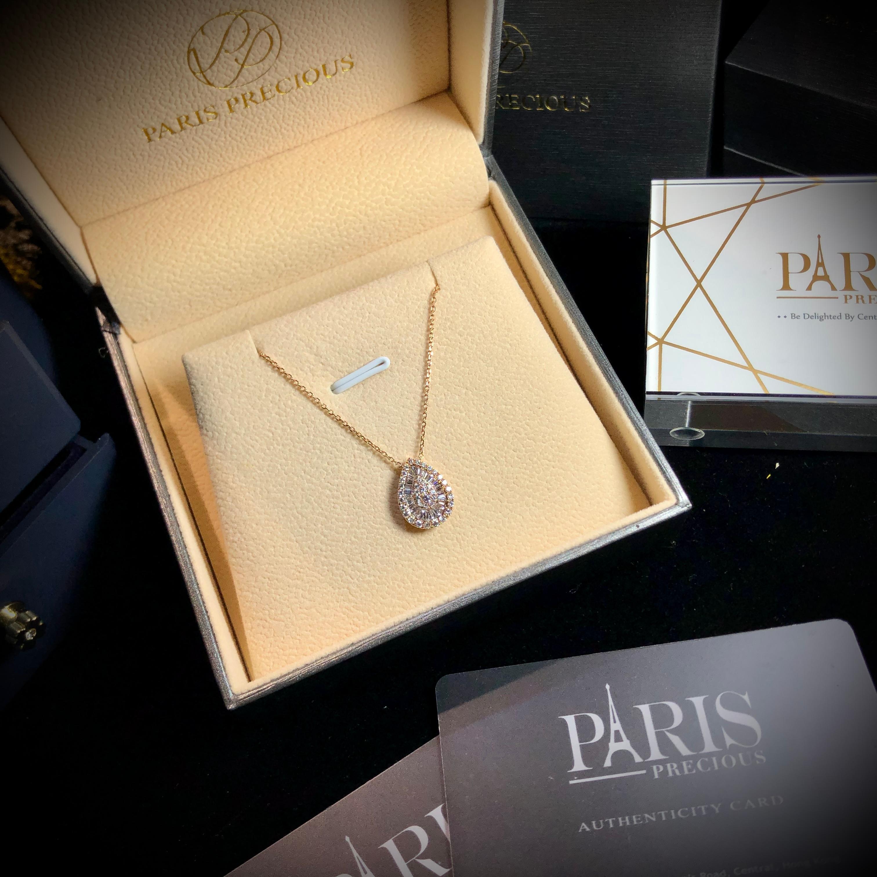 Women's Paris Craft House Diamond Cluster Pendant in 18 Karat Rose Gold For Sale