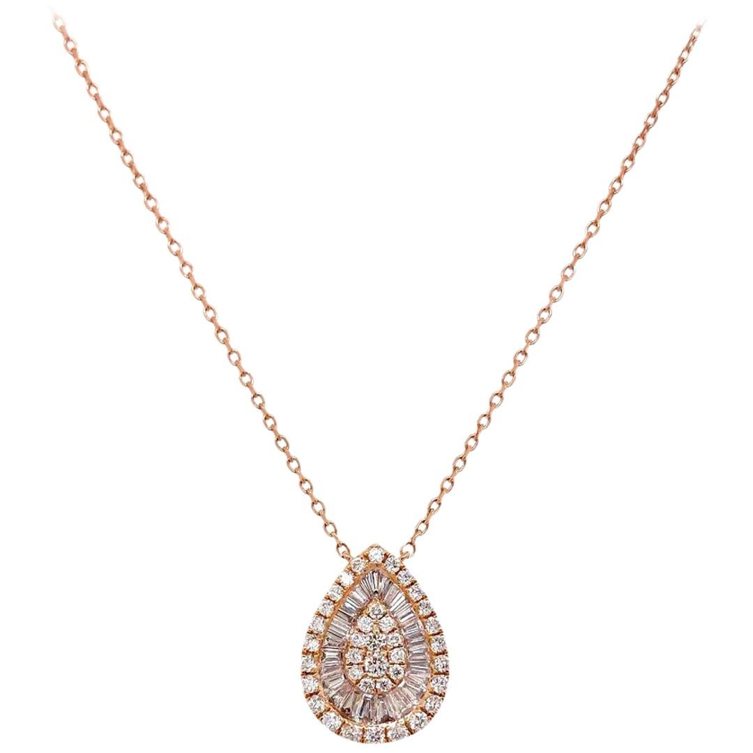 Paris Craft House Diamond Cluster Pendant in 18 Karat Rose Gold For Sale