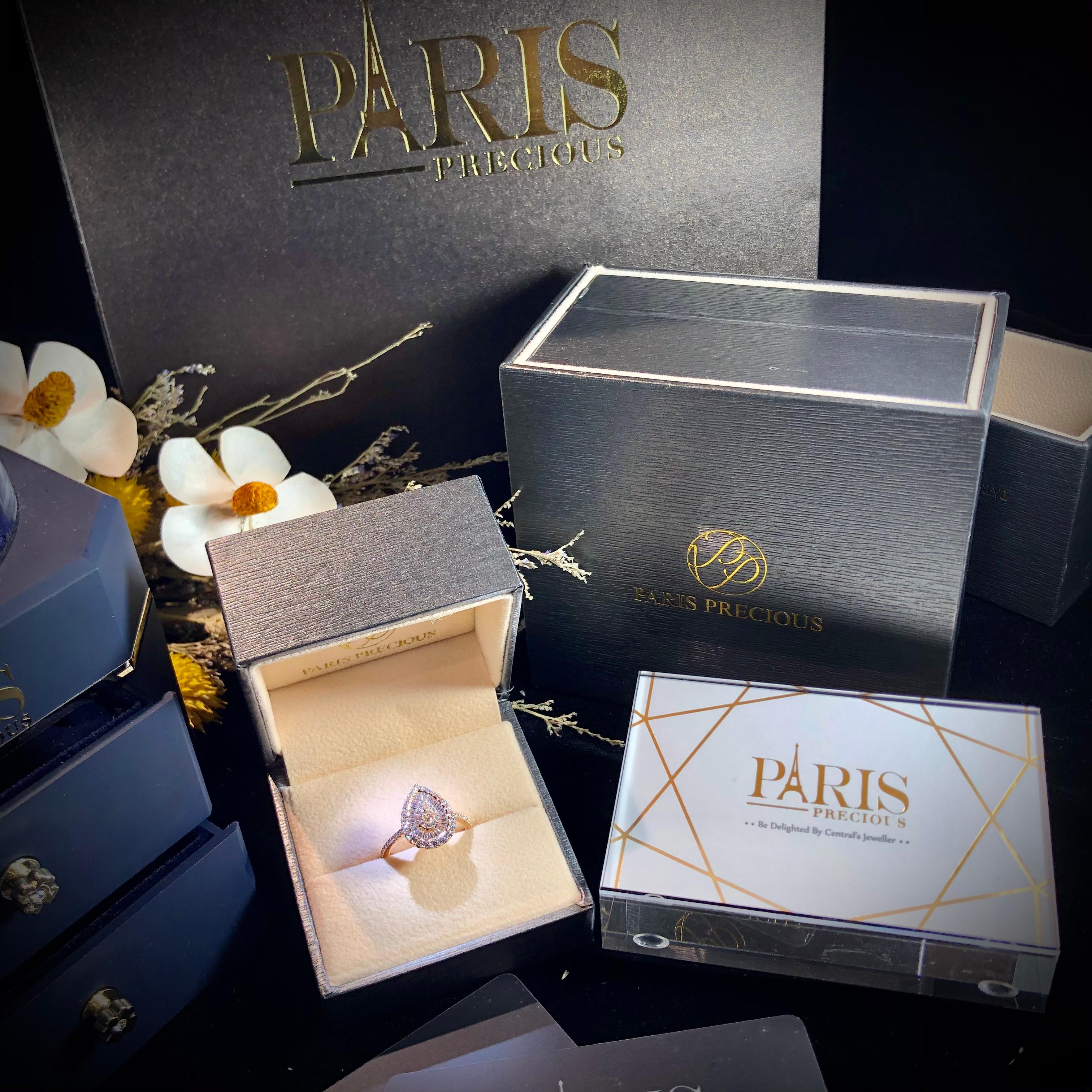 Paris Craft House Diamond Cluster Ring in 18 Karat Rose Gold For Sale 3